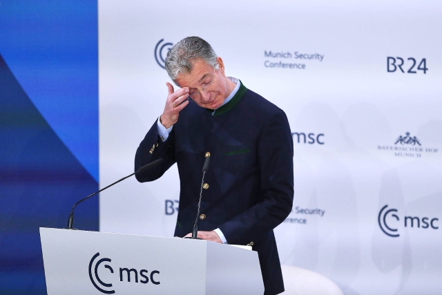 Christoph Heusgen, Chairman of MSC fights back tears at MSC in Munich, Germany, on Feb. 16 2025. (CFP Photo) 