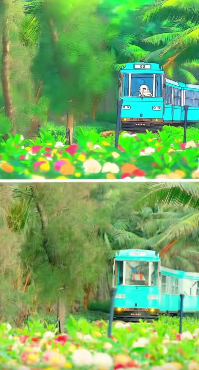 The trial operation of the small train in Danjia Ancient Village has gone viral on short-video platforms.