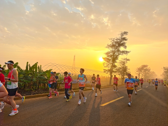 An early morning run through the picturesque landscape